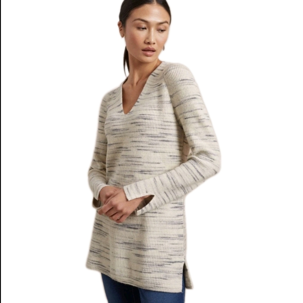 Pure Jill Tunic Sweater Women's XS Marbled Ribbed Knit Comfy Cozy Preppy Capsule